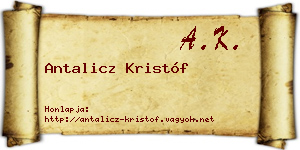 Antalicz Kristóf névjegykártya