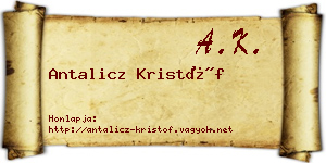 Antalicz Kristóf névjegykártya